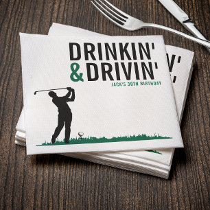 Drinkin & Drivin Adult Golf Birthday Party Napkin