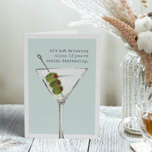 Drinking Alone Funny Social Distancing Greeting Card