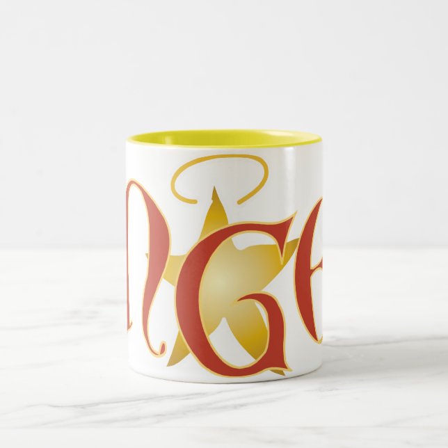 DRINKING ANGEL Two-Tone COFFEE MUG (Center)