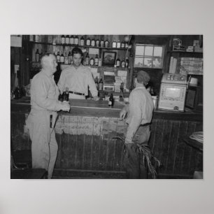 Drinking At The Bar Vintage Poster