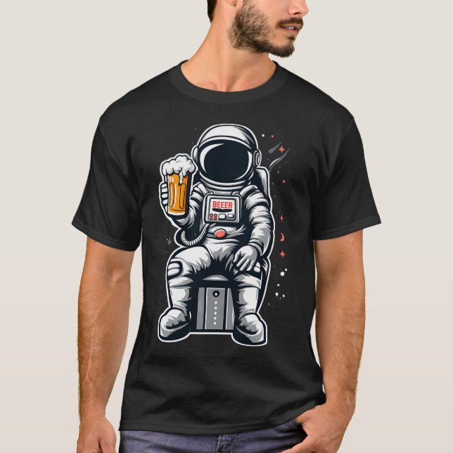 Drinking Beer Astronaut T-Shirt (Front)