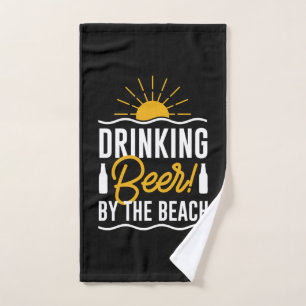 Drinking Beer By The Beach Hand Towel