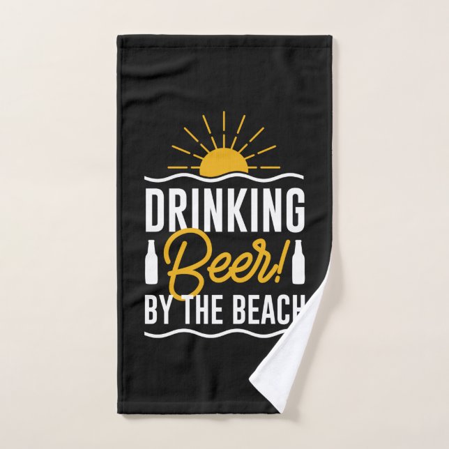 Drinking Beer By The Beach Hand Towel (Hand Towel)