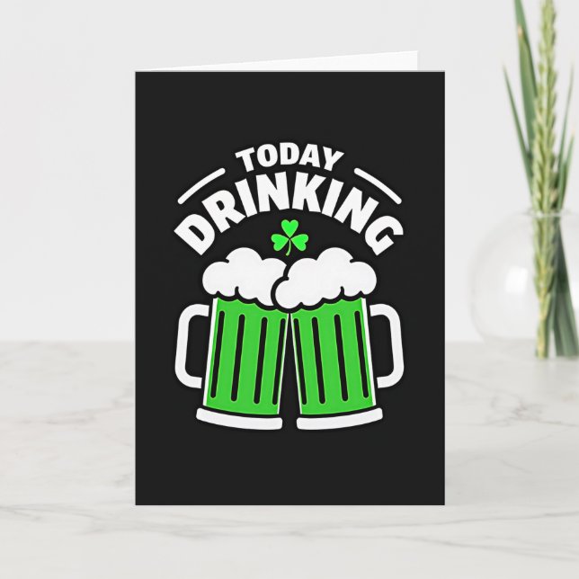 Drinking Beer Shamrock Fun Card (Front)