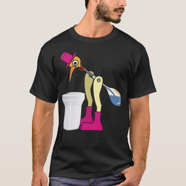 Drinking Bird black labs boston terrier  T-Shirt (Front)