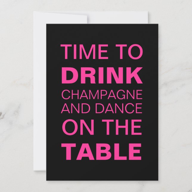 Drinking Champagne in Fuchsia 21st Birthday Invite (Front)