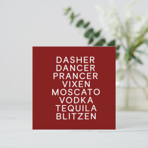 Drinking Christmas Holiday Party Dasher Dancer  Card