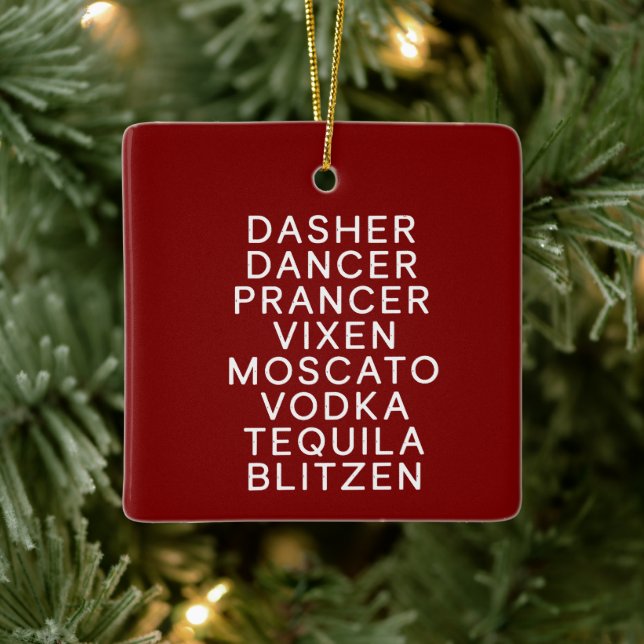 Drinking Christmas Holiday Party Dasher Dancer  Ceramic Ornament (Tree)