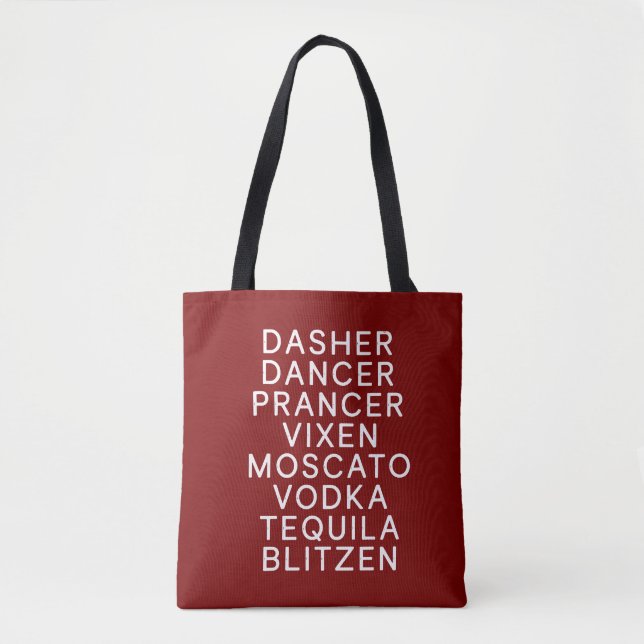 Drinking Christmas Holiday Party Dasher Dancer  Tote Bag (Front)
