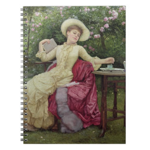 Drinking Coffee and Reading in the Garden (w/c on Spiral Notebook
