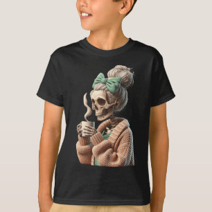Drinking Coffee Skull Skeleton For Women Gift Coff T-Shirt