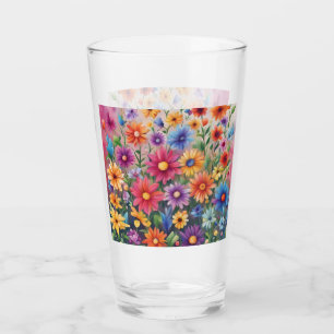 Drinking Glass - Colourful Wildflowers