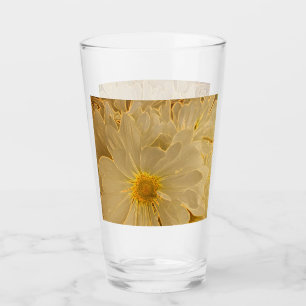 Drinking Glass - Elegant White Abstract Daisies