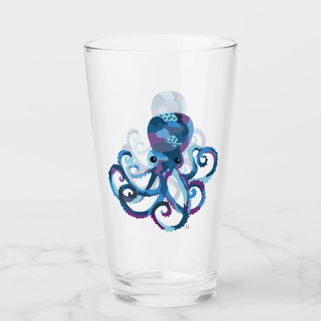 Drinking Glass Tumbler Octopus (Front)