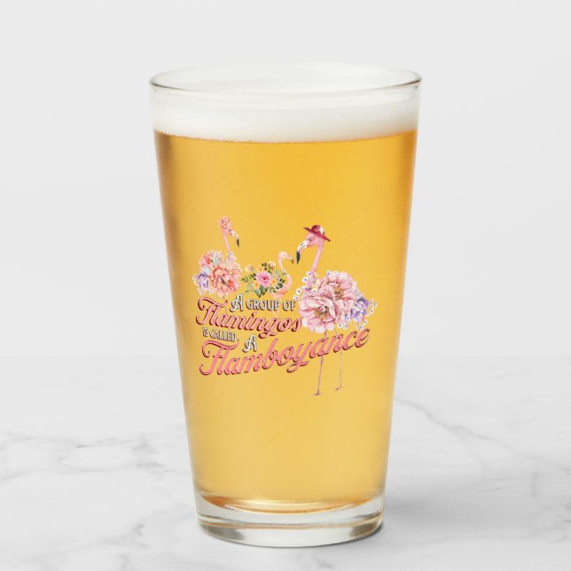 Drinking glass with flamboyant flamingos   (Back Filled)