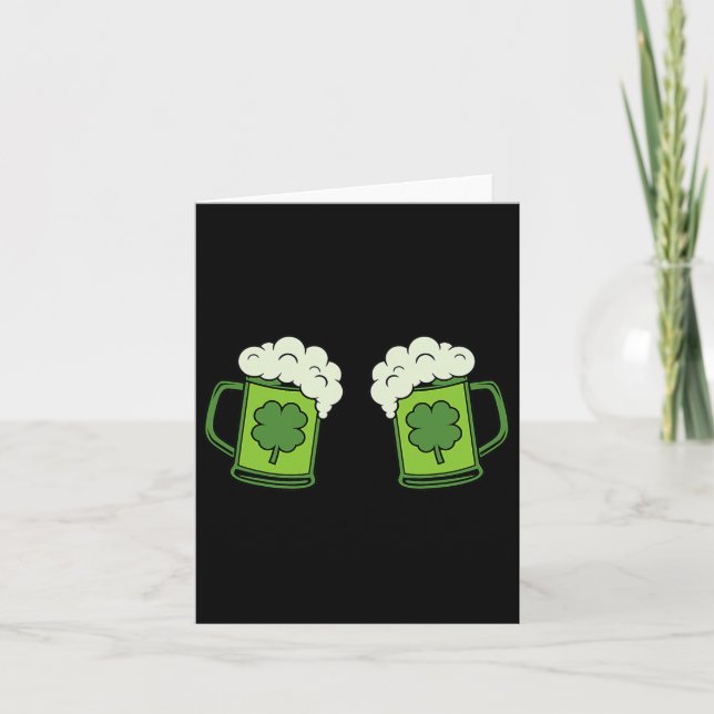 Drinking Green Beer Breast Shamrock Irish Patricks Card (Front)