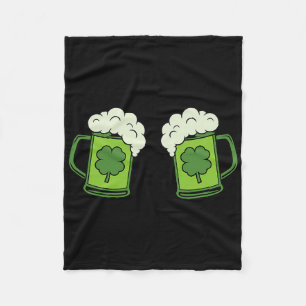 Drinking Green Beer Breast Shamrock Irish Patricks Fleece Blanket