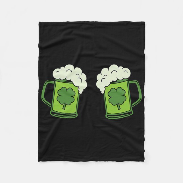 Drinking Green Beer Breast Shamrock Irish Patricks Fleece Blanket (Front)