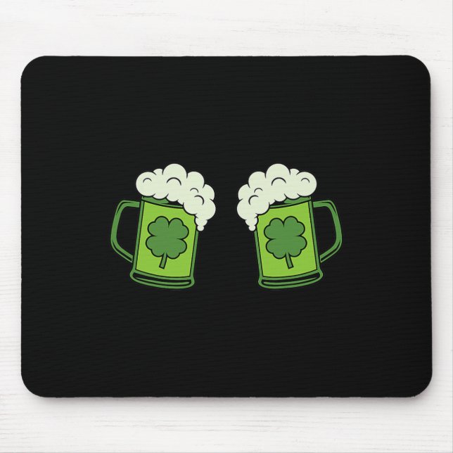 Drinking Green Beer Breast Shamrock Irish Patricks Mouse Pad (Front)