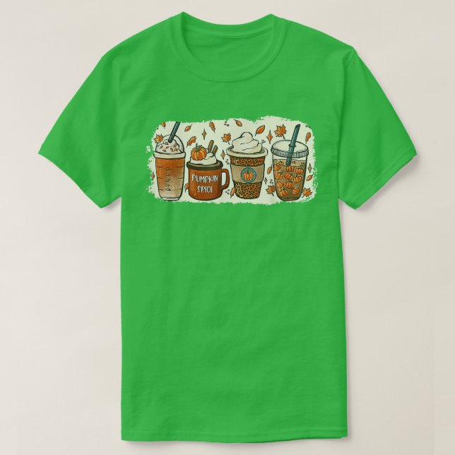 Drinking Halloween Fall Pumpkin Coffee Drinks  T-Shirt (Design Front)