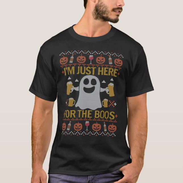 Drinking Halloween Ugly Sweater I M Just Here For  (Front)