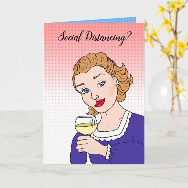 Drinking Humor Social DIstancing Joke Card (Yellow Flower)