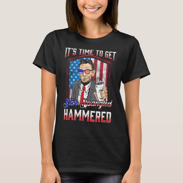 Drinking Like Lincoln Star Spangled Hammered T-Shirt (Front)