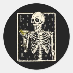 Drinking Martini Tail Retro Halloween Costume  Classic Round Sticker