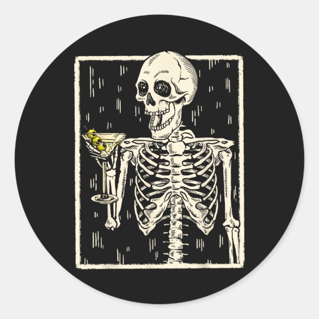Drinking Martini Tail Retro Halloween Costume  Classic Round Sticker (Front)