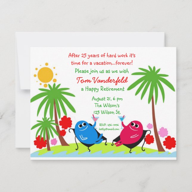 Drinking on the Beach Retirement Party Invitation (Front)