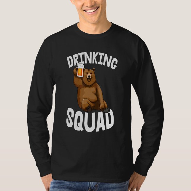 Drinking Squad Tee Bear Drinking Beer Tees Beer (Front)