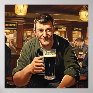 Drinking stout in a Dublin pub Print