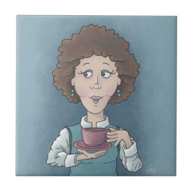 Drinking Tea Ceramic Tile (Front)