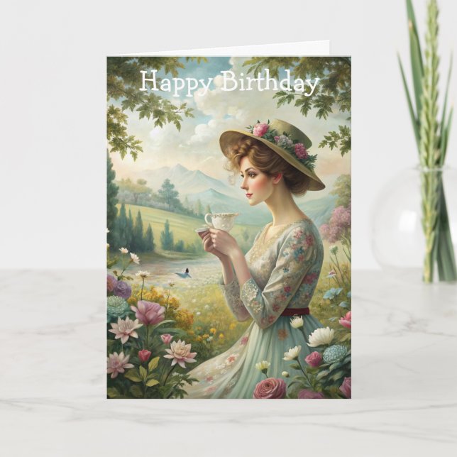 Drinking Tea in Garden Card (Front)