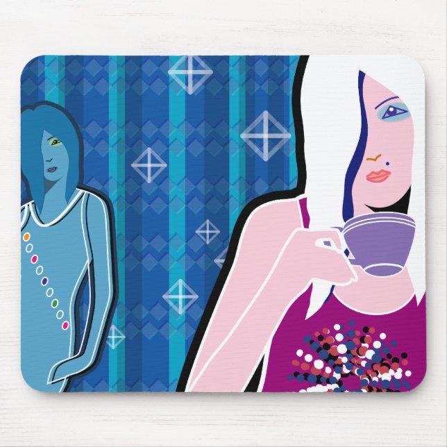 Drinking Tea Mouse Pad (Front)