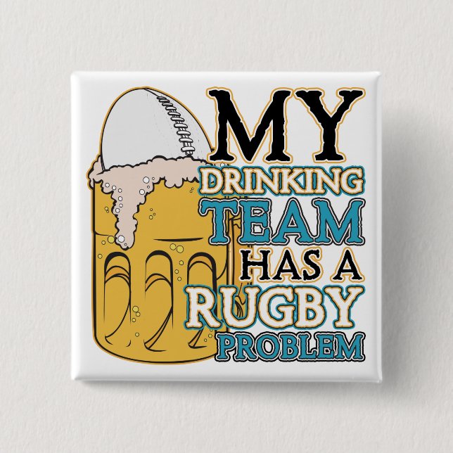 Drinking Team Rugby 15 Cm Square Badge (Front)