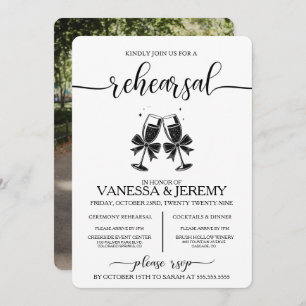 Drinks and Bows Rehearsal Dinner Invitation