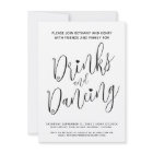 Drinks and dancing post wedding simple mono script
