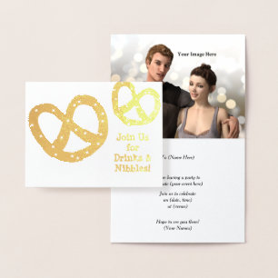 Drinks and Nibbles - Golden Pretzel - Customise Foil Card