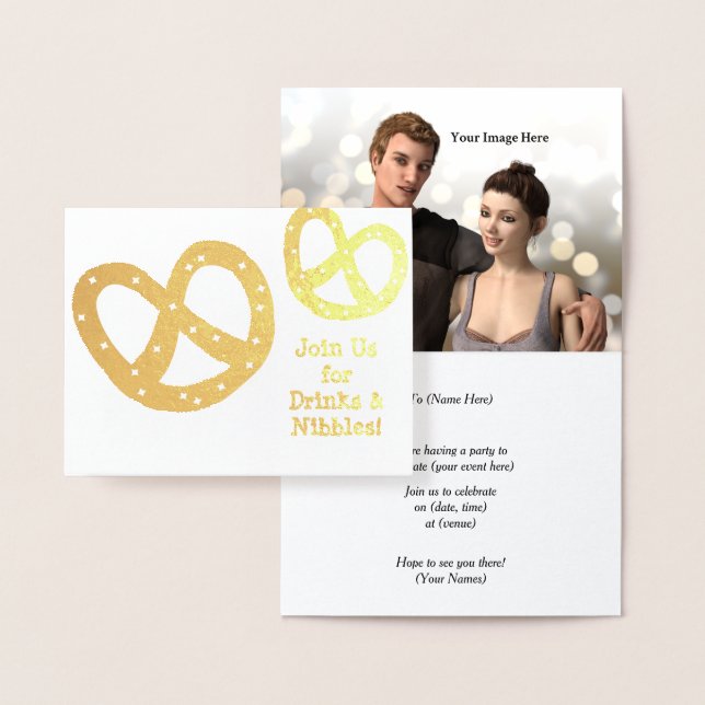 Drinks and Nibbles - Golden Pretzel - Customise Foil Card (Display)
