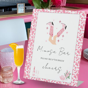 Drinks Bar Cowboy Boots & Bubbly Bridal Shower Pedestal Sign