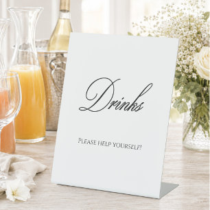 Drinks Bar Modern Elegant Bridal Shower Pedestal Sign