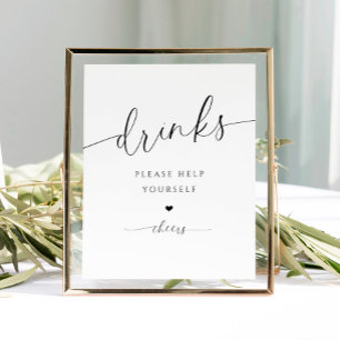 Drinks Bar Modern Elegant Bridal Shower Sign