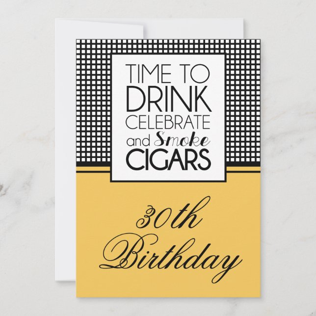 Drinks & Cigars Birthday Celebration Invitation (Front)