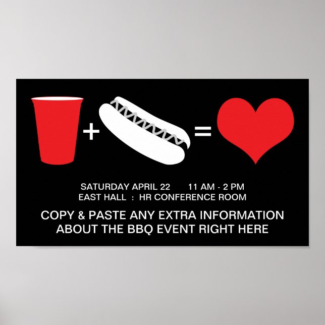 drinks + hot dogs = love poster (Front)