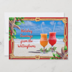 Drinks in the Sand Christmas Cards from Couple