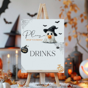 Drinks Little Boo Baby Shower Halloween  Poster