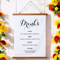Drinks Menu Wedding Black White