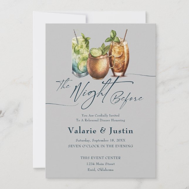 Drinks Night Before Wedding Rehearsal Dinner  Invitation (Front)