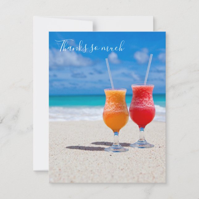 Drinks on Beach Thank You Blank Tropical Cards (Front)